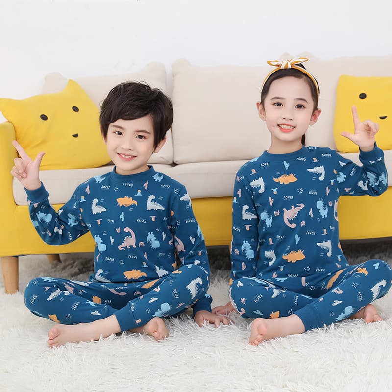 2021 Children's Underwear Set Cotton Toddler Middle Neck Pajamas Cotton Boys High Neck Girls Thermal Underwear Autumn Winter