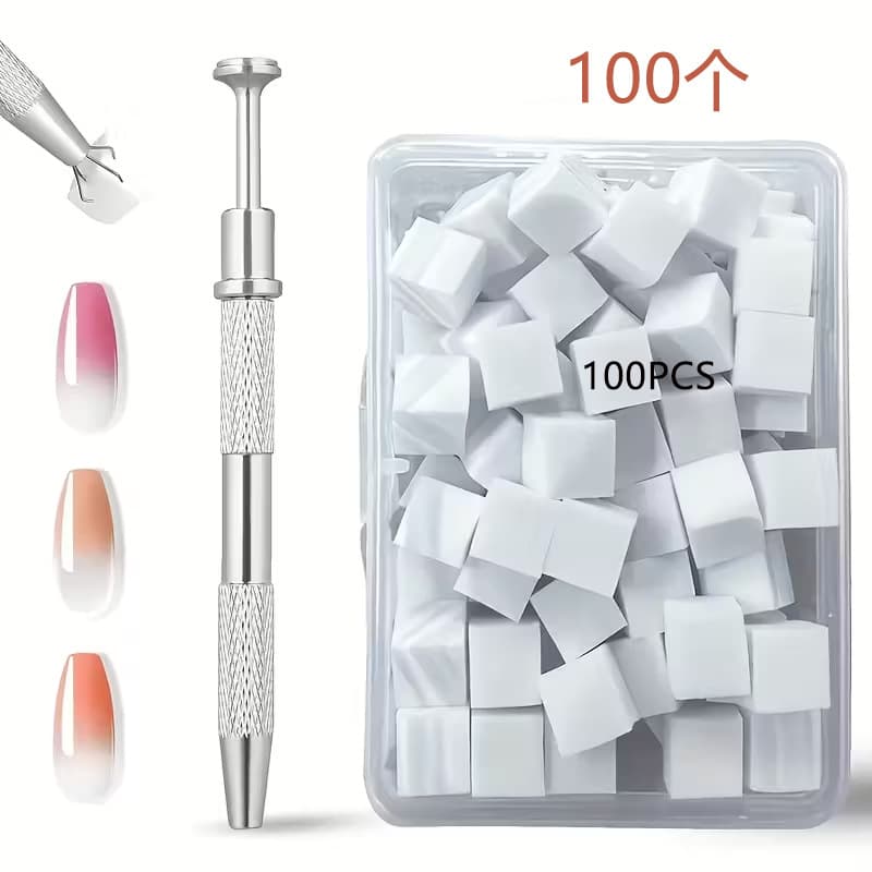 Mini tofu block pat glue sponge manicure tool gradient blush blush nail metal grabber nail clip