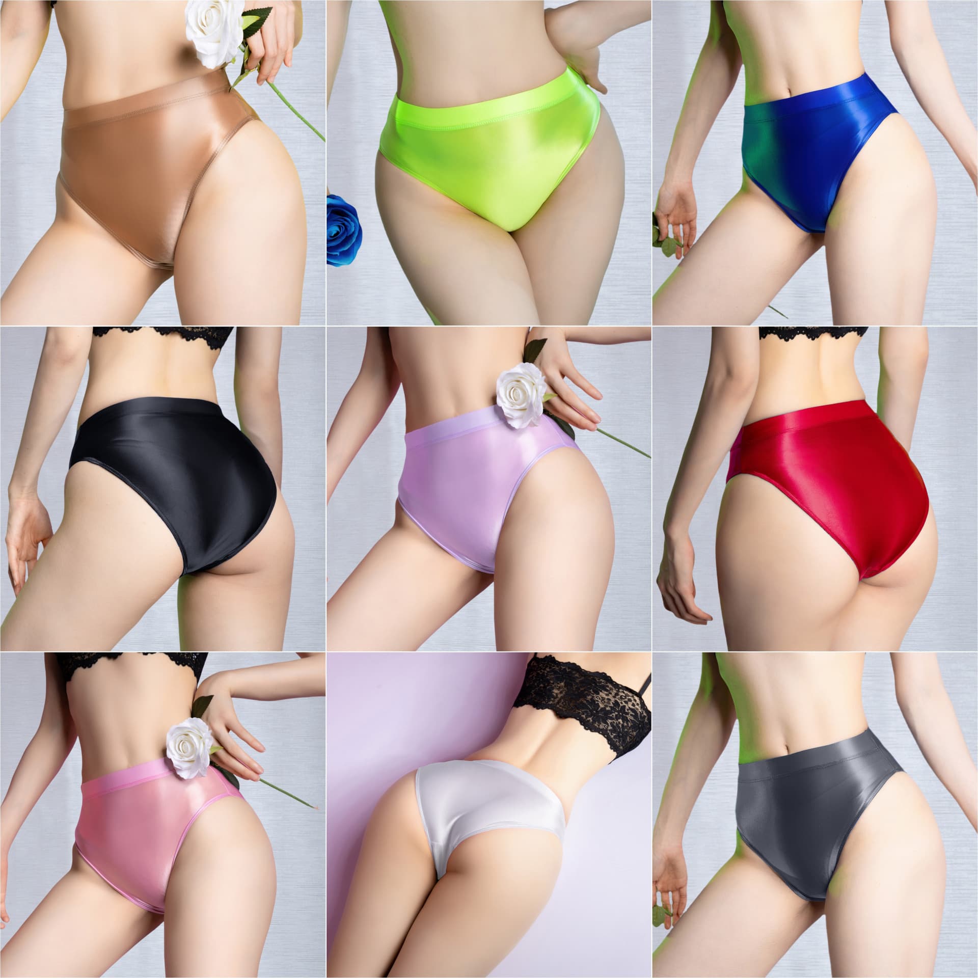 Factory Direct Hot Selling Pure Sexy Glossy Multi-Color Elastic Panties Lingerie for Women 9023