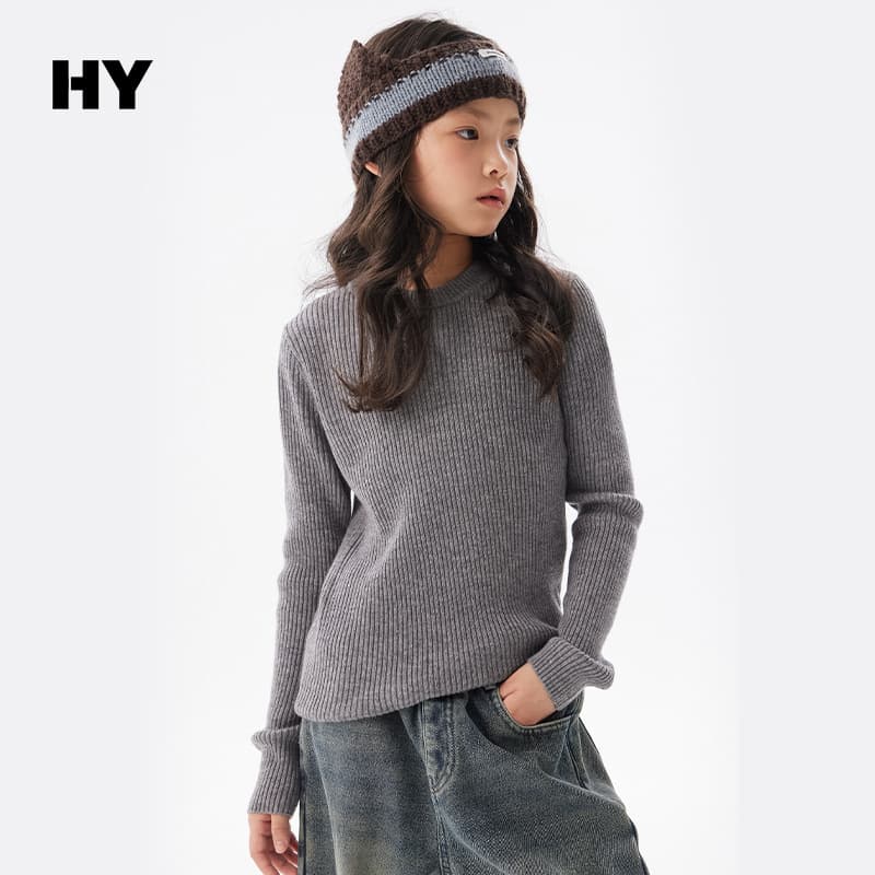 Girls' Slim Fit Wool Sweater 2026 Autumn/Winter New Arrival Korean Style Round Neck Knitwear for Middle and Older Children Winter Warm Clothing