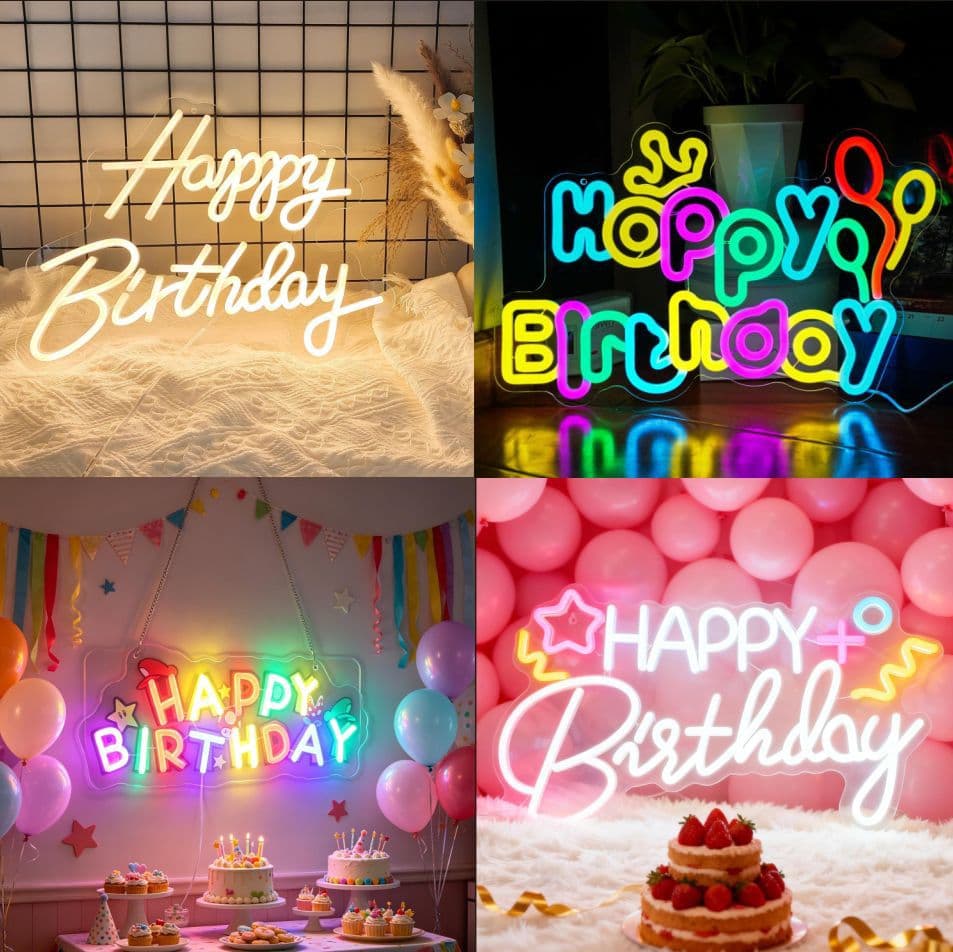 Cross-border Happy Birthday Neon Light Sign for Birthday Party Scene Decoration Atmosphere