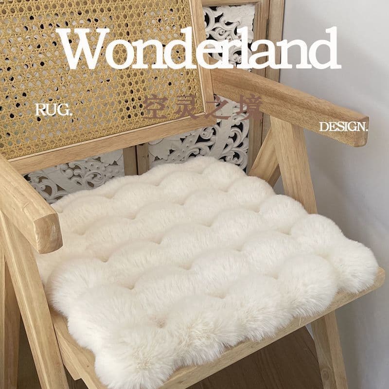 Thickened Faux Rabbit Fur Cushion Winter Warm Non-Slip Square Pad for Chair Car Stool Dining Chair Shoe Bench Pad