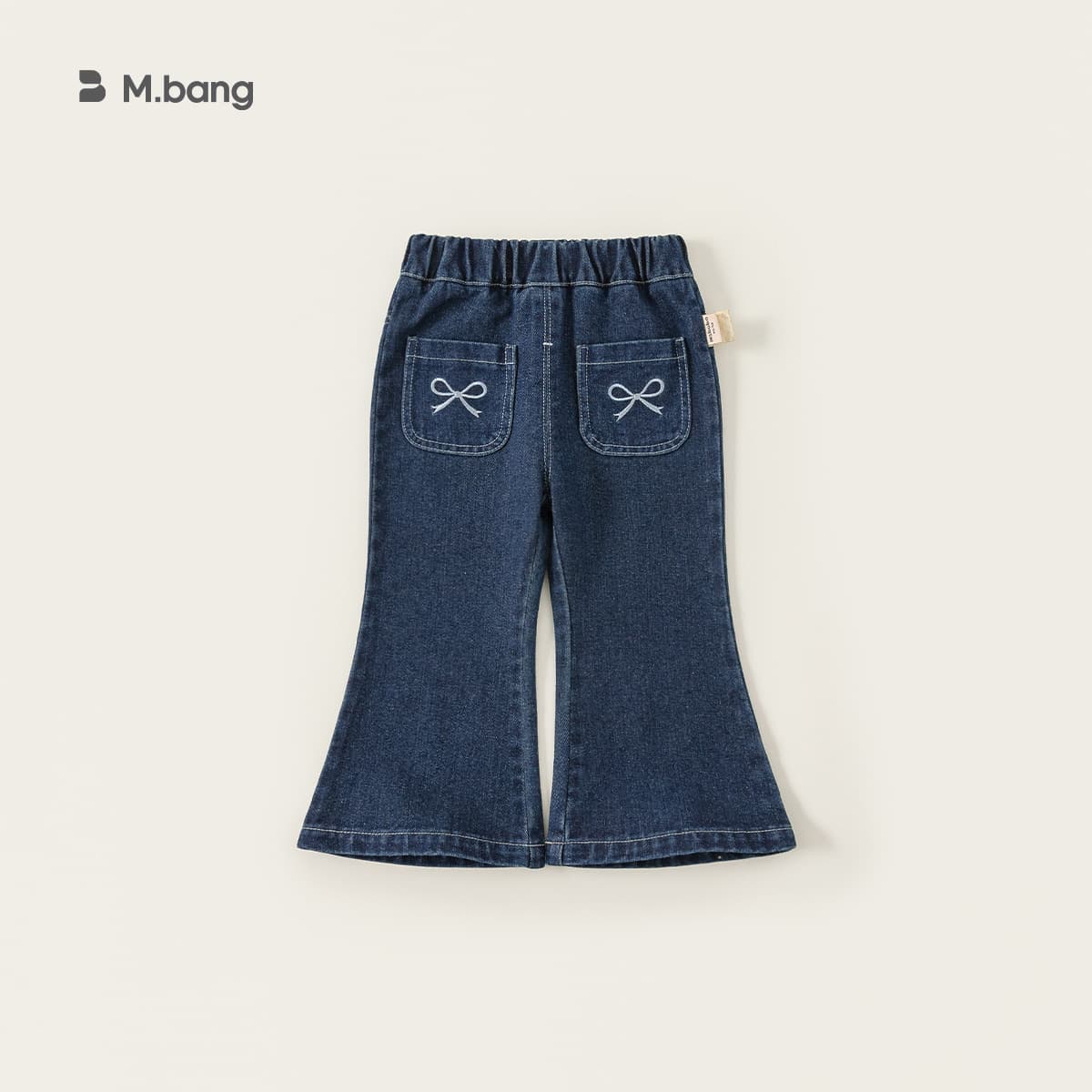 Bangxuan Children's Clothing Spring and Autumn Children's Pants Korean Style Trousers Bow Embroidered Baby Girl Flared Pants Girls Jeans