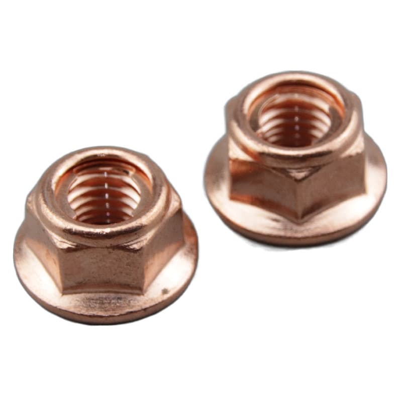 M8*1.25 Carbon Steel Copper-Plated Flange Anti-Loosening Nut Suitable for BMW 3 Series E30 Car Exhaust Pipe Hex Nut
