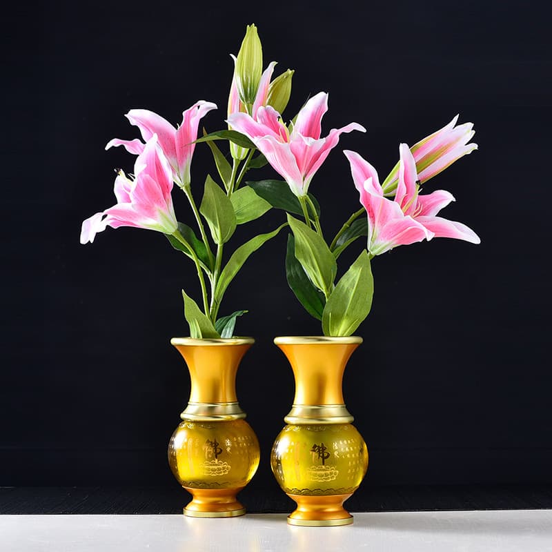 Household hot stamping alloy lotus vase for Buddha, flower arrangement in front of Buddha for Bodhisattva, God of Wealth, Buddhist hall decorations hot selling