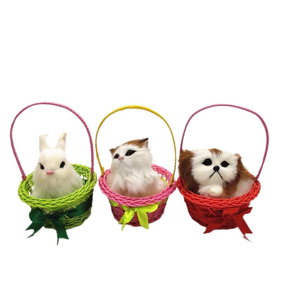 Basket Cat Flower Basket Dog Basket Rabbit Simulated Cat Basket Kitten Figurine Plush Animal Toy