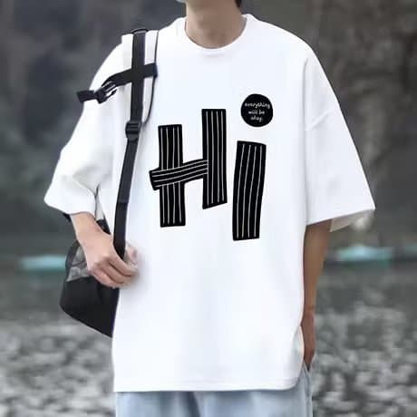 Trendy Summer Hong Kong Style Letter Print Short Sleeve Teen Casual T-Shirt Streetwear Top Versatile Loose Fit