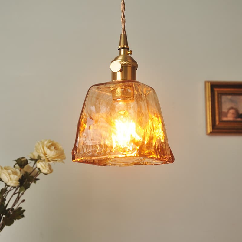 Brass glass chandelier Nordic retro B&B bar restaurant bedside lamp creative personality cafe bedroom lamps
