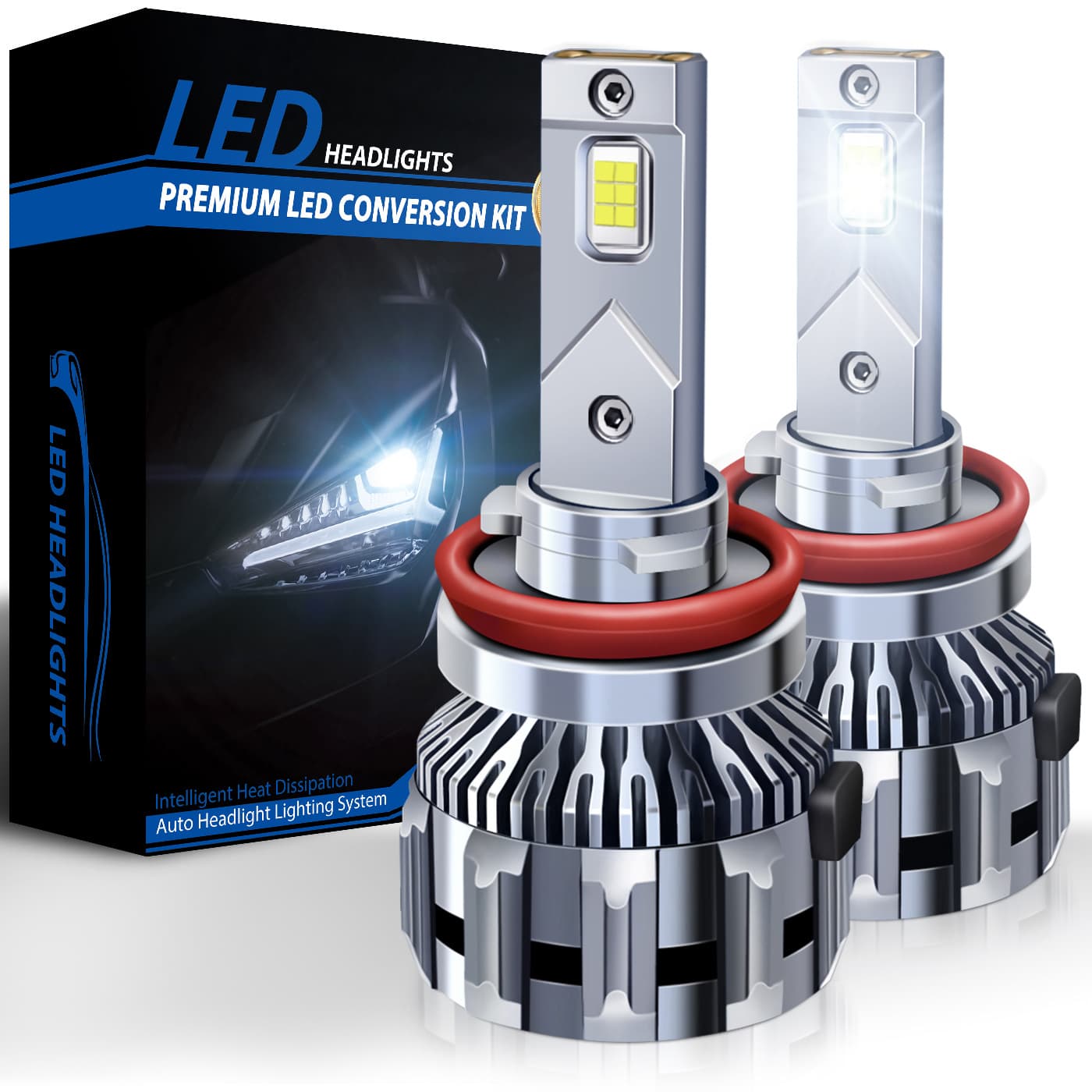 Liquid-Cooled Dual Copper Tube Car Headlight H11 Car Lamp H4 Bulb Headlight H7 LED Lamp Modified LED Spotlight