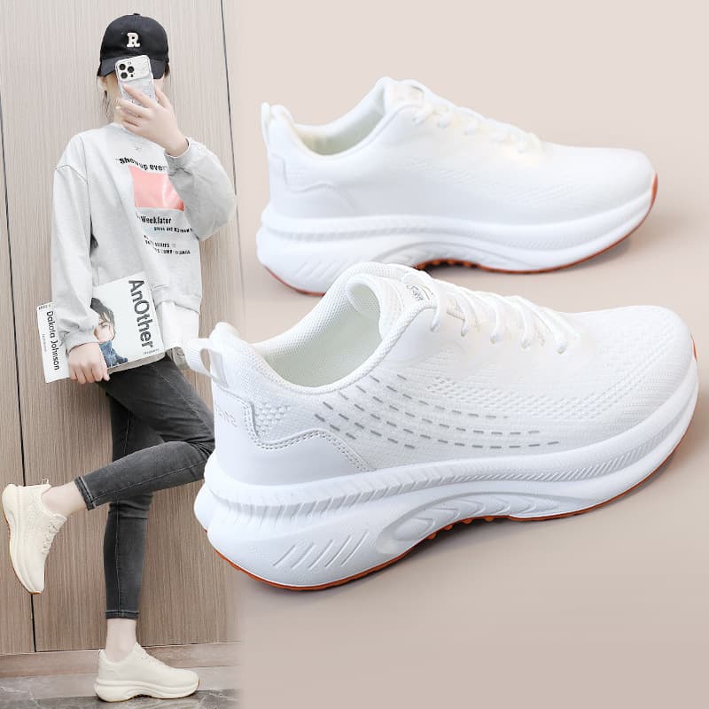 White Women's Shoes 2024 Summer Mesh Breathable Sneakers Korean Style Casual Trendy All-Match Torre Shoes
