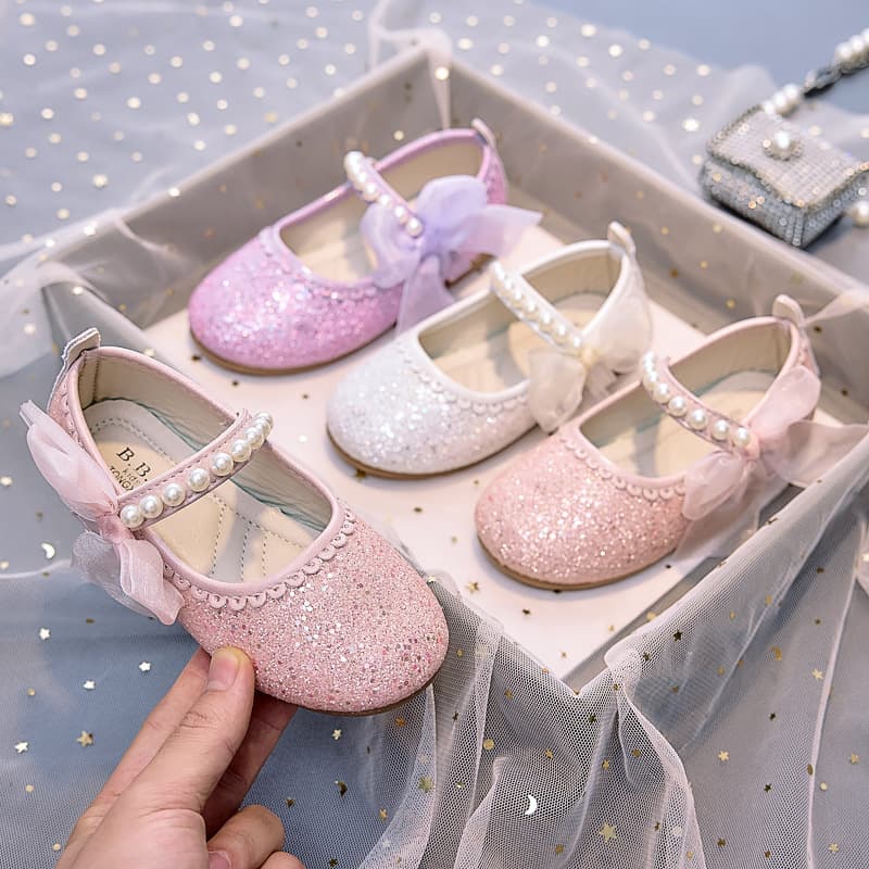 2025 Summer/Autumn New Korean-style Casual Girls' Butterfly Diamond Dance Leather Shoes for Toddlers to Big Kids
