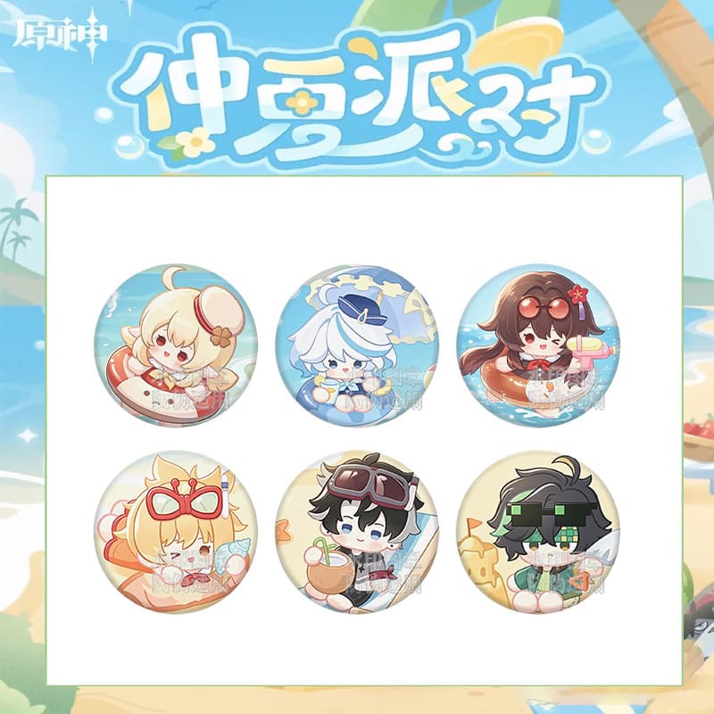 Genshin Impact Midsummer Party Series Badge Mirror Keychain Pendant Millet Barchi Tinplate Badge