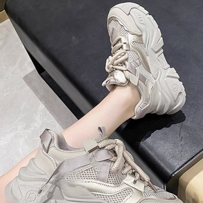 Mesh dad shoes for women 2026 spring new thick-soled heightening small women's shoes popular casual sports shoes for women