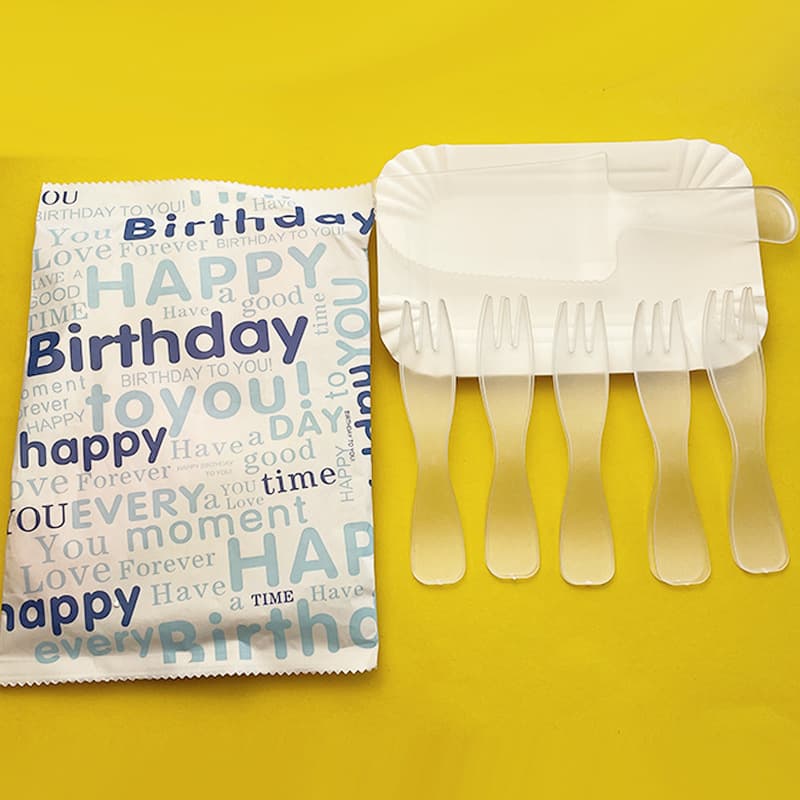 Cake cutlery set cake shop birthday supplies tableware European curved fork rectangular plate disposable cake tableware
