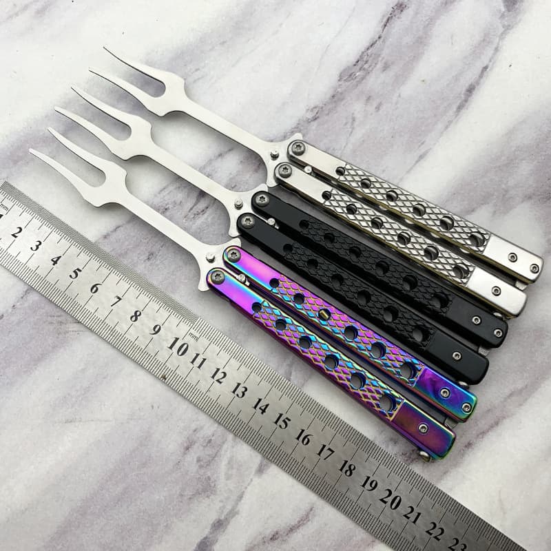Stainless Steel Practice Butterfly Knife CSGO Training Knife Folding Knife Unsharpened Balisong Practice Flipping Knife Game Flipping Knife