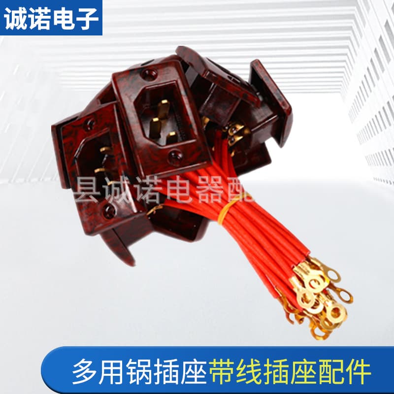 Pure Copper Wire Socket Multi-Use Pot with Cord Rice Cooker Appliance Socket Power Accessories Three-Pin Socket