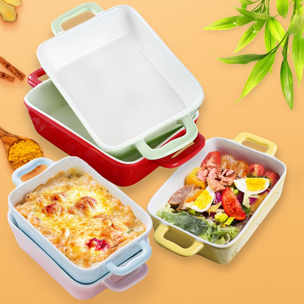 Rectangular double-eared rice baking pan, air fryer, oven-specific baking ceramic dinner plate, salad pastry, Western food plate