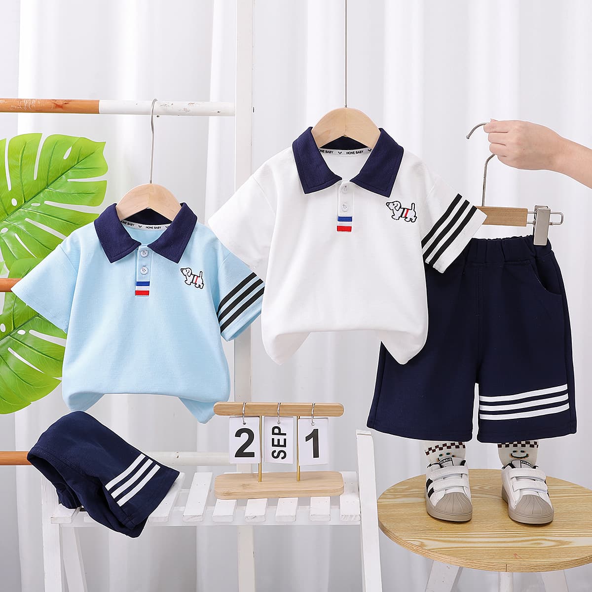 Kids' Polo Shirt Summer Boys' Set 2025 New Style Short-Sleeve T-Shirt Fashionable Thin Two-Piece Set for Toddlers