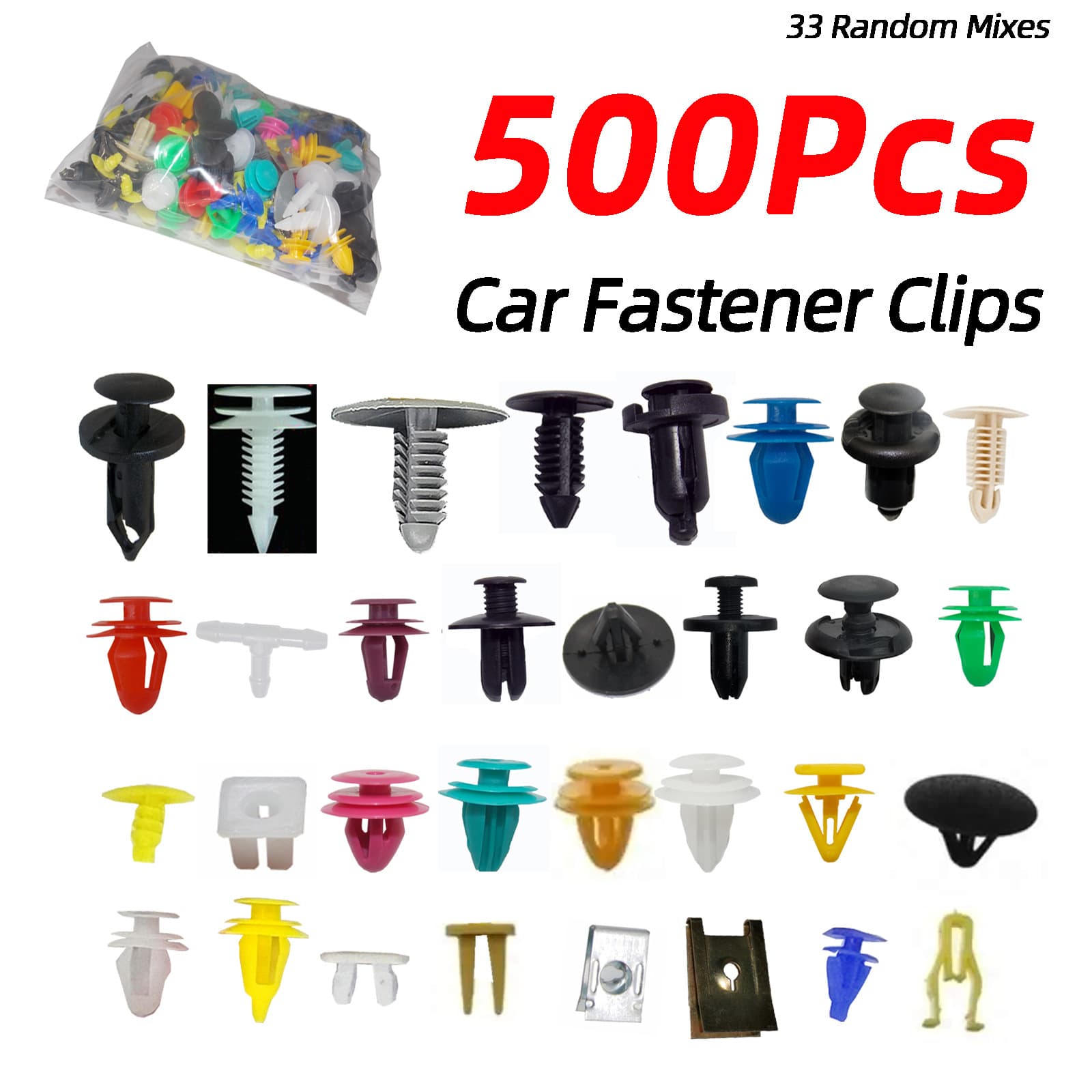 Car Clip Assortment Mixed Nylon Ceiling Trim Interior Door Panel Random Mixed Plastic Screws