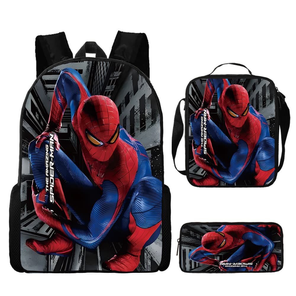 Spider-Man Backpack Three-piece Set Elementary School Cartoon School Bag Boy Printed Backpack Superman Style Spider-Man