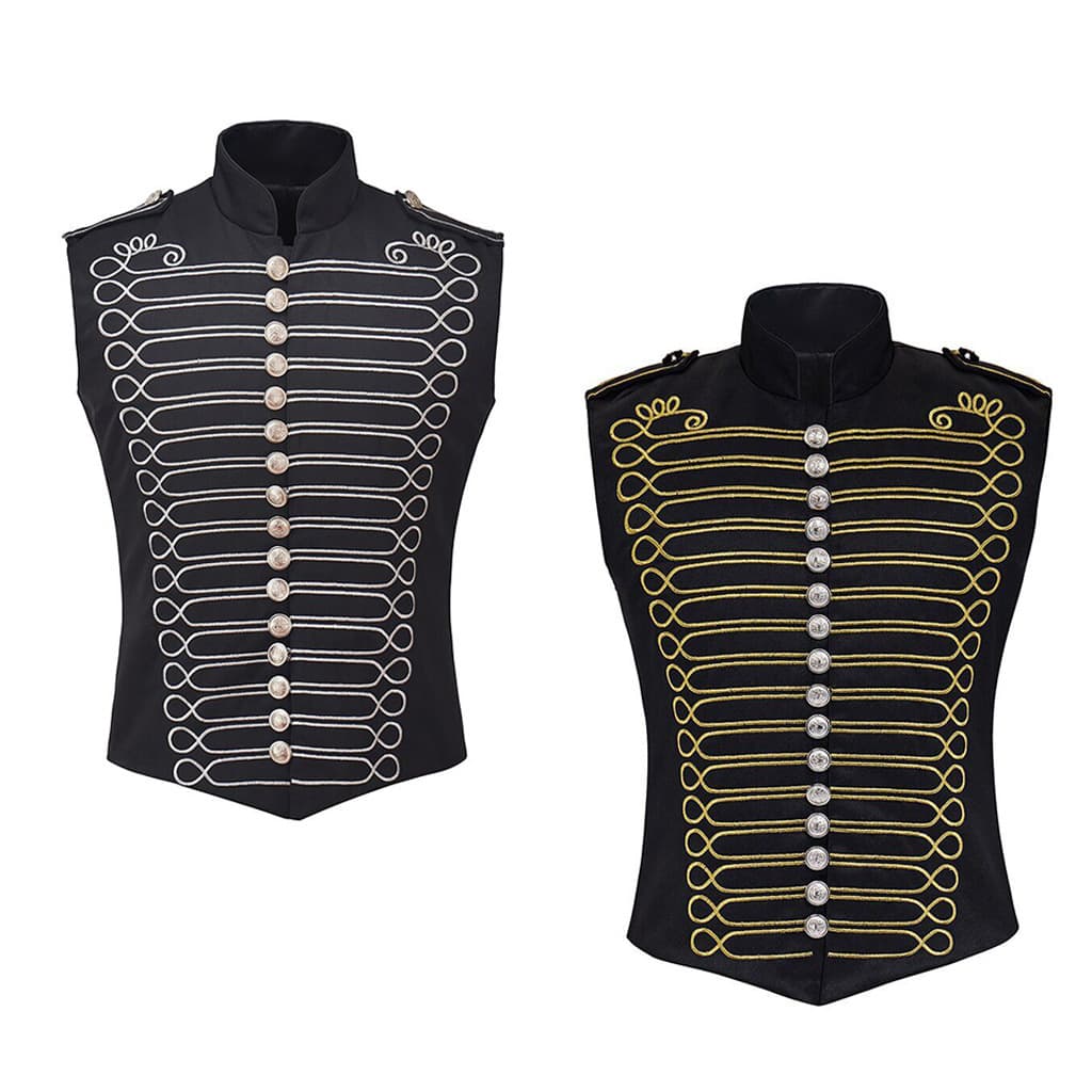 Halloween Amazon AliExpress Medieval Men's Gothic Steampunk Drummer Suit Punk Vest Retro Style