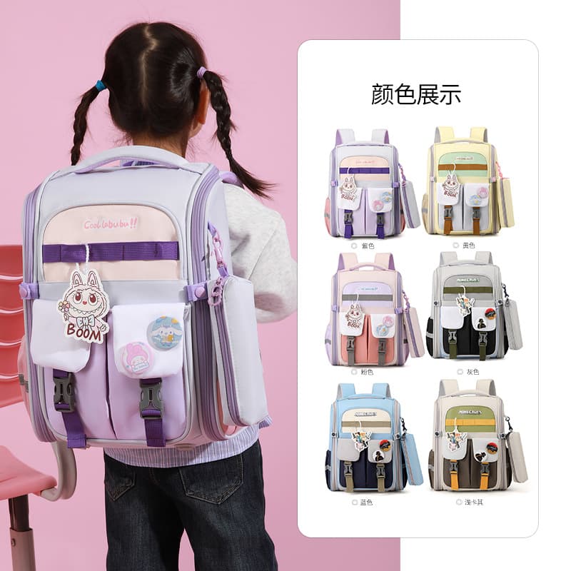 Japanese cute cartoon study bag for middle-aged and older children, versatile and simple travel backpack, backpack and shoulder bag for boys and girls