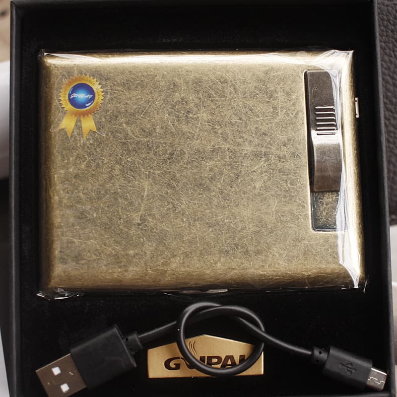 Cross-border Hot Selling 9029 Premium Cigarette Case 20-Count USB Charging Men's Cigarette Holder Lighter Combo