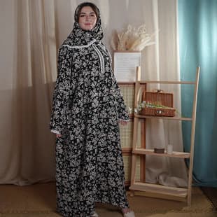 Plus Size Women's Dress New Long Robe Dress Fashion Scarf Integrated Print Prayer Robe