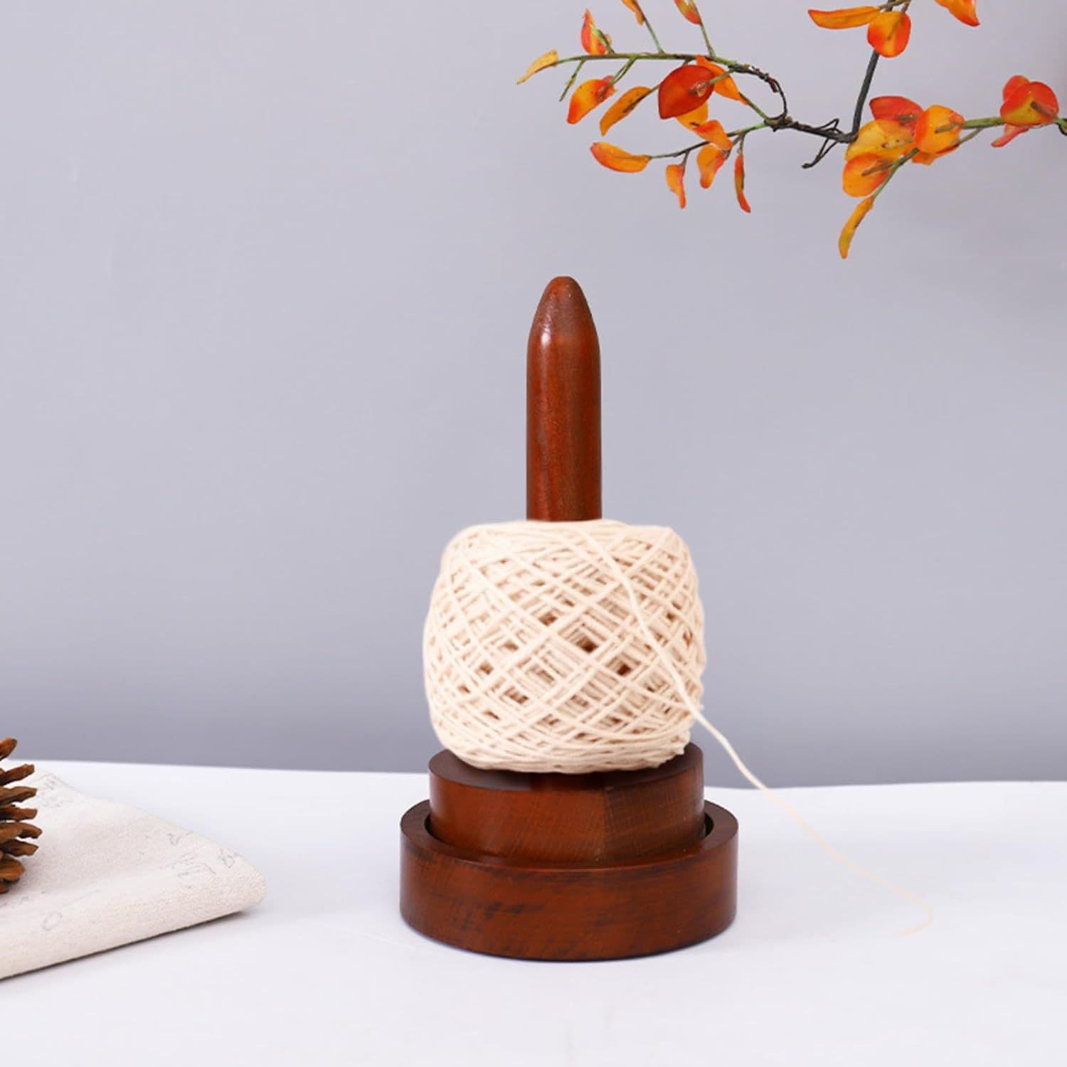 Wooden Yarn Rack Vintage Red Wooden Yarn Ball Rack Wrapping Knitting Tools Crochet Swivel Yarn Holder