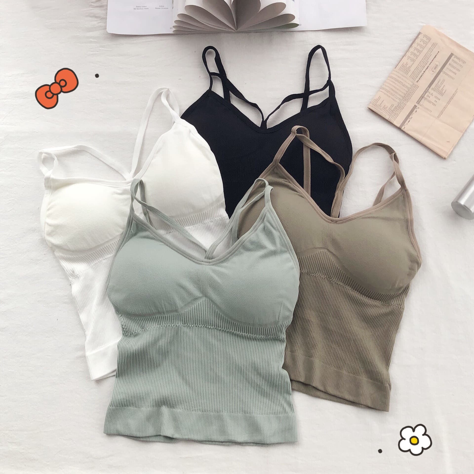 Popular online style V8 backless camisole bra with padding, perfect for layering as a sexy base layer.