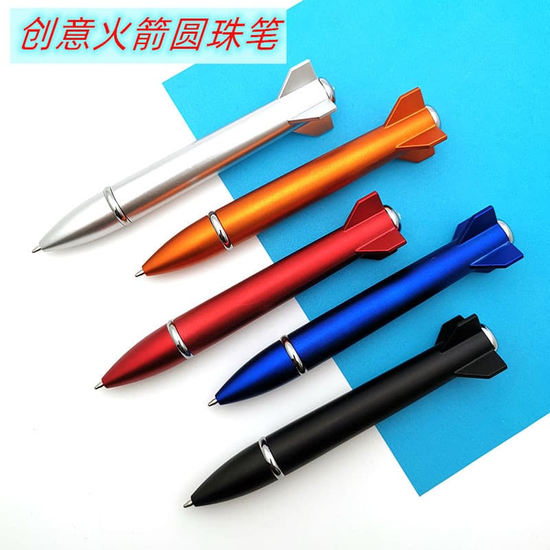 Creative Stationery Cute Cartoon Rocket Ballpoint Pen LED Light Pen Flying Toy Gift Pen Missile Pen Wiggle Pen
