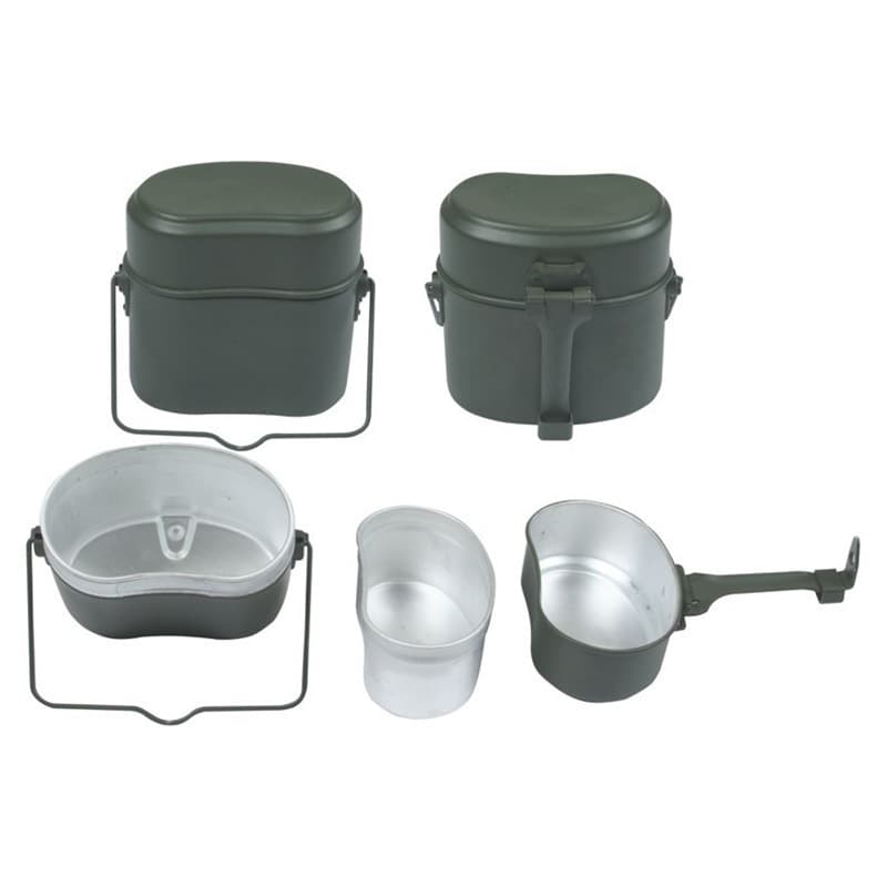 Vintage Outdoor Military Mess Kit Nostalgic Outdoor Multi-Functional Cooking Set Aluminum Water Bottle German Heatable Lunch Box