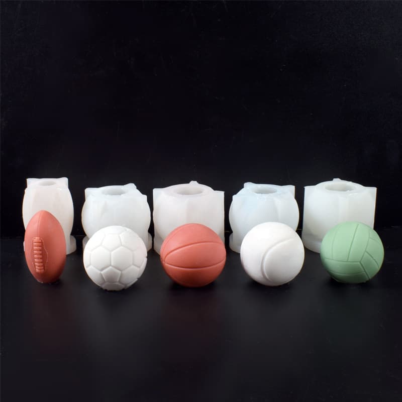 3D Soccer Basketball Rugby Cake Candle Mold Volleyball Baseball Shape Birthday Candle Silicone Mold