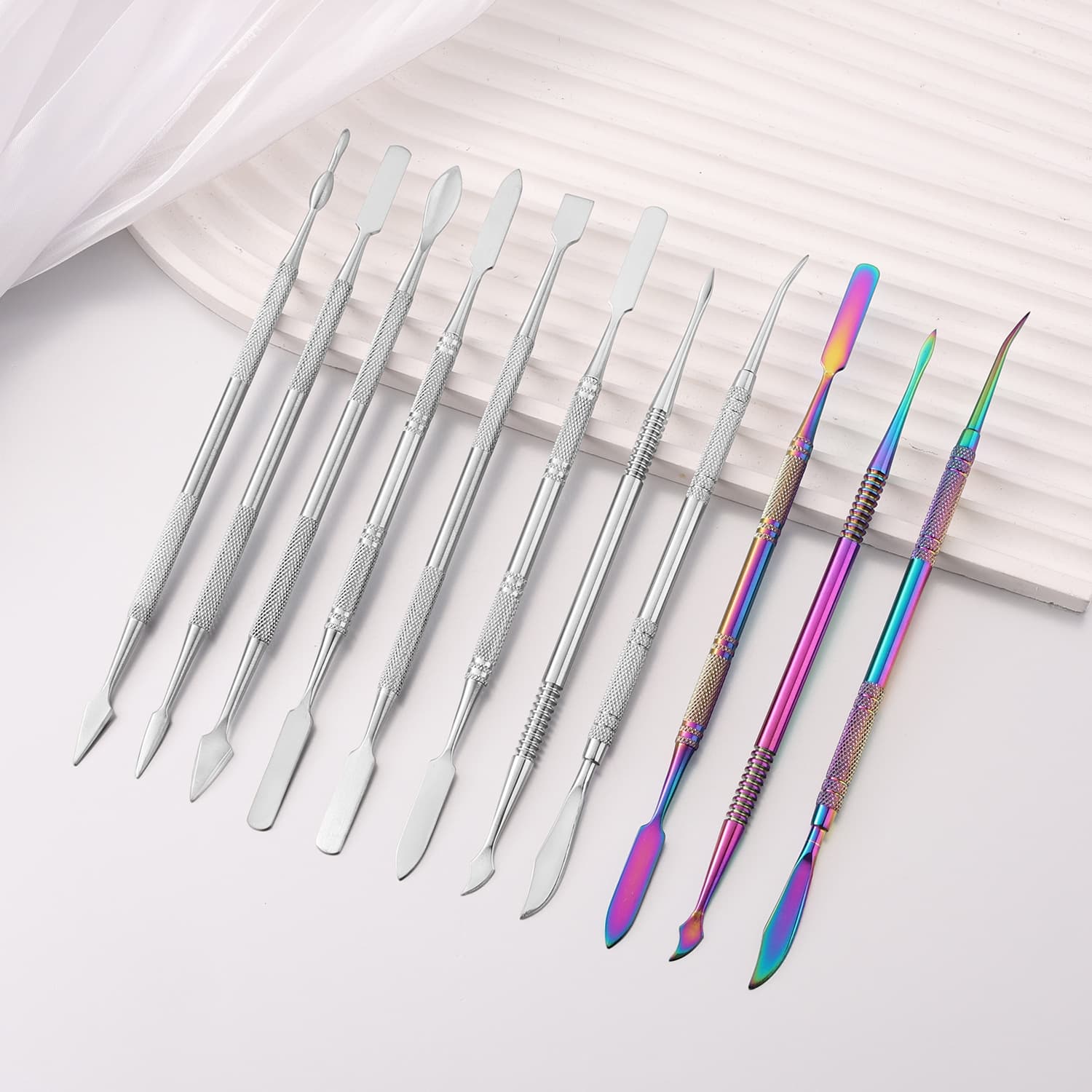 Cross-border Stainless Steel Nail Art Carving & Sculpting Kit, Light Clay Wax Carving Tools, 3-5 Pieces Set