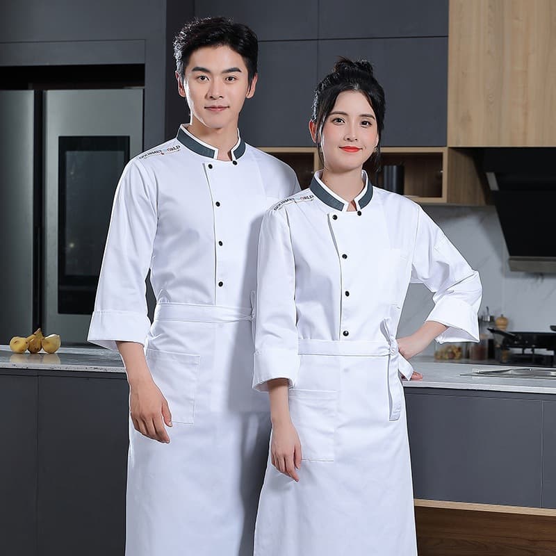 Autumn Chef Uniform Long Sleeve for Kitchen, Restaurant, Bakery, Cafeteria, Custom Logo