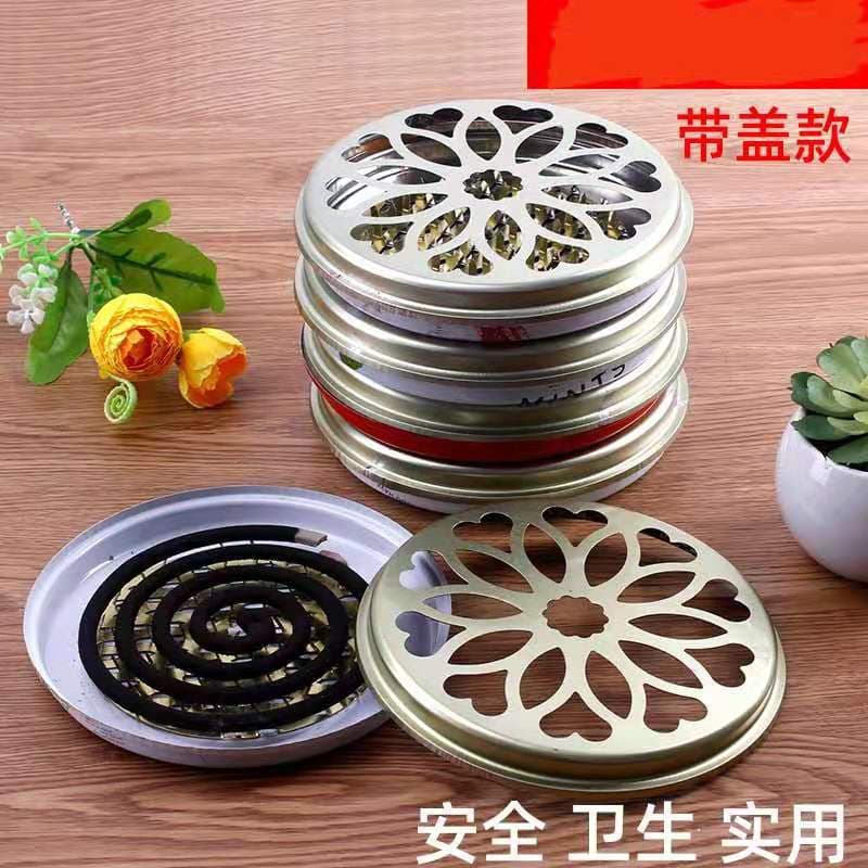 Nail-base Serrated Mosquito Coil Tray with Lid, Safety Fireproof Holder with Extra Large/Thick Ash Catcher at Factory Price