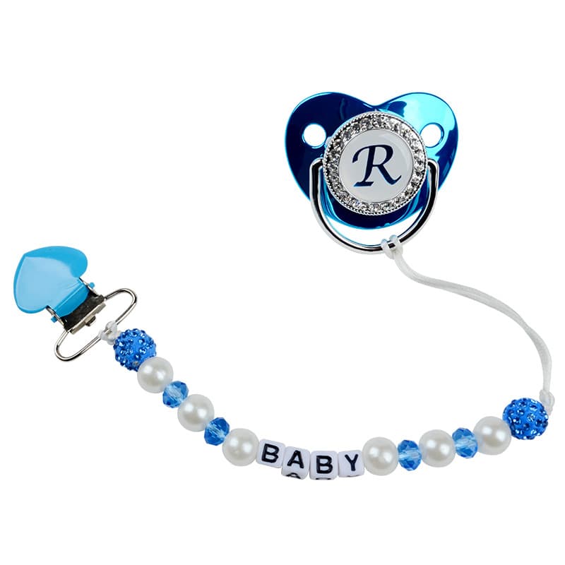 New style clay crystal anti-chain pacifier with diamond, peach heart iron pacifier clip