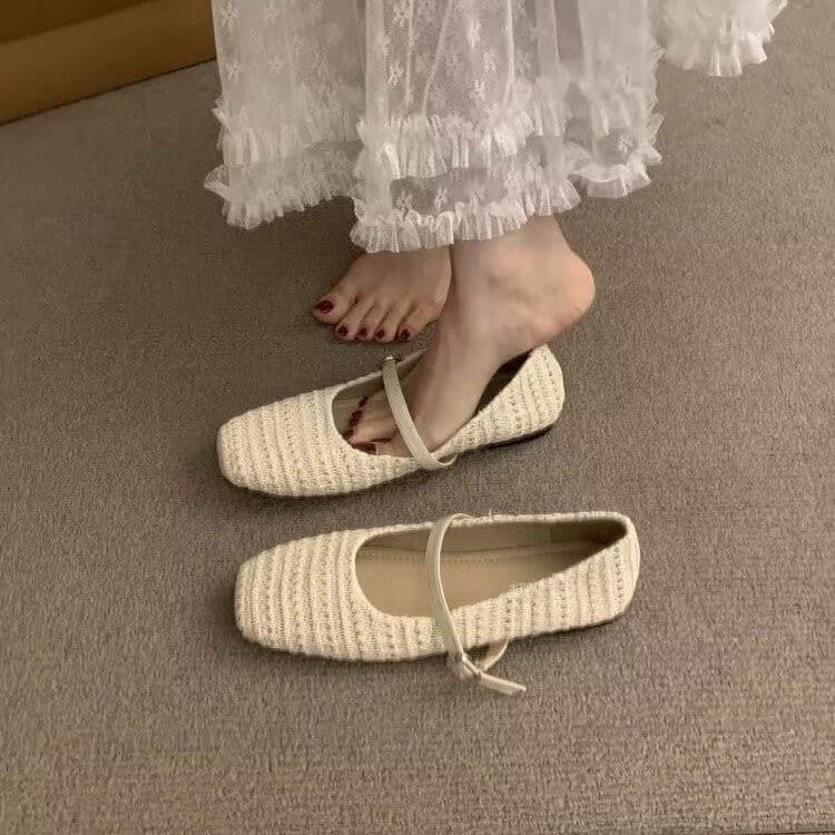 Evening Breeze Niche Woven Brown Flats Fairy Shoes 2026 New Summer Mary Jane Style to Match Dresses Birkenstock Shoes