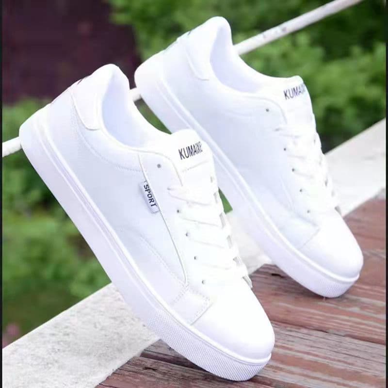 2021 Fall New Men's Student Leather White Casual Sneakers Fashion Versatile Breathable Lightweight Flat Shoes