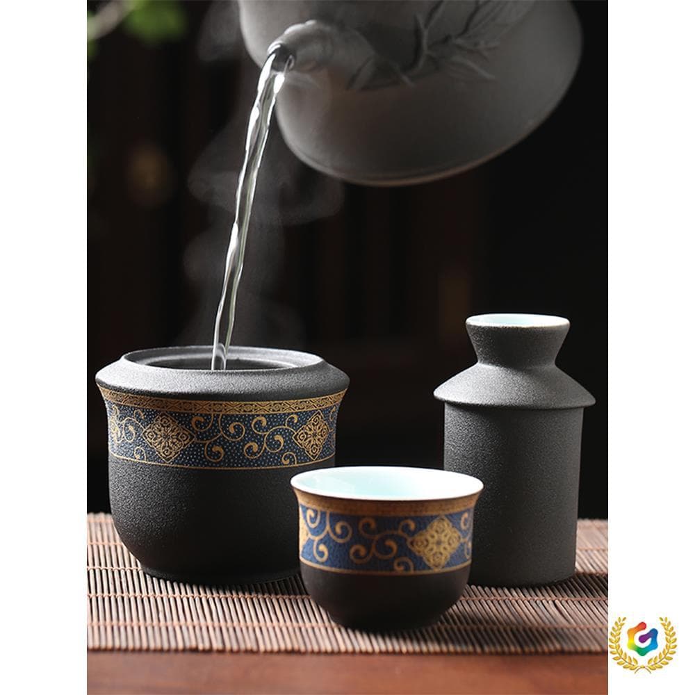 ✅ Ceramic Wine Warmer - Gold-trimmed gift set with 2.5-5oz capacity for heating rice wine and spirits.