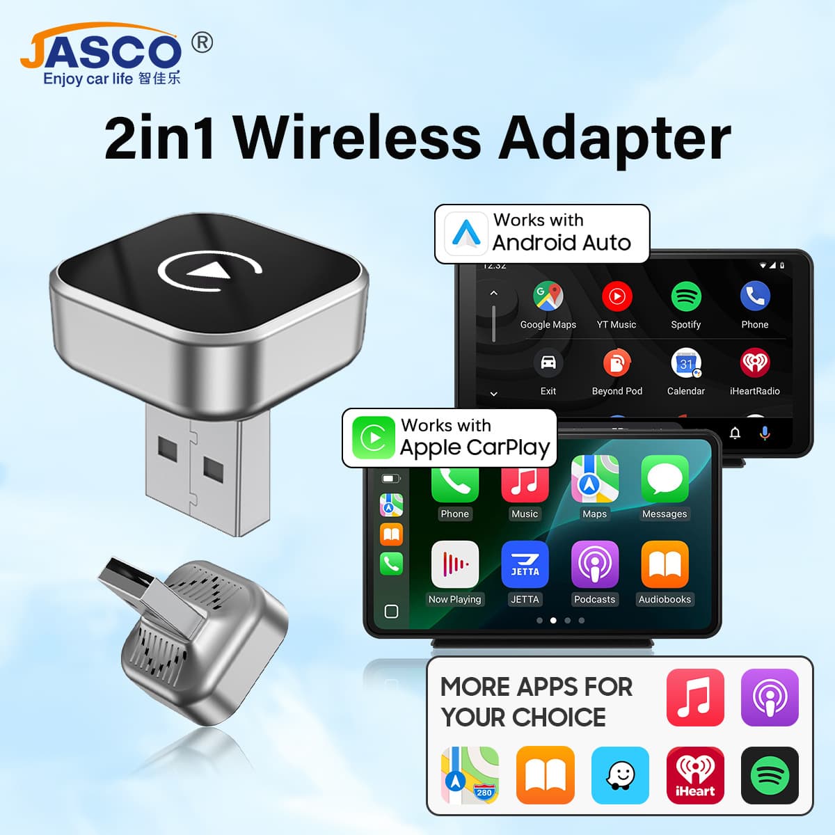 Cross-border CarPlay Box Wired to Wireless CarPlay Android Auto 2-in-1 Car Connectivity Module