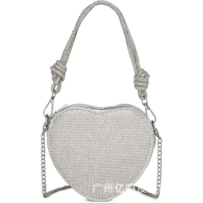 Women's Evening Bag Silver Wallet Heart-Shaped Crossbody Shoulder Handbag for Formal Dinner Party Bestseller