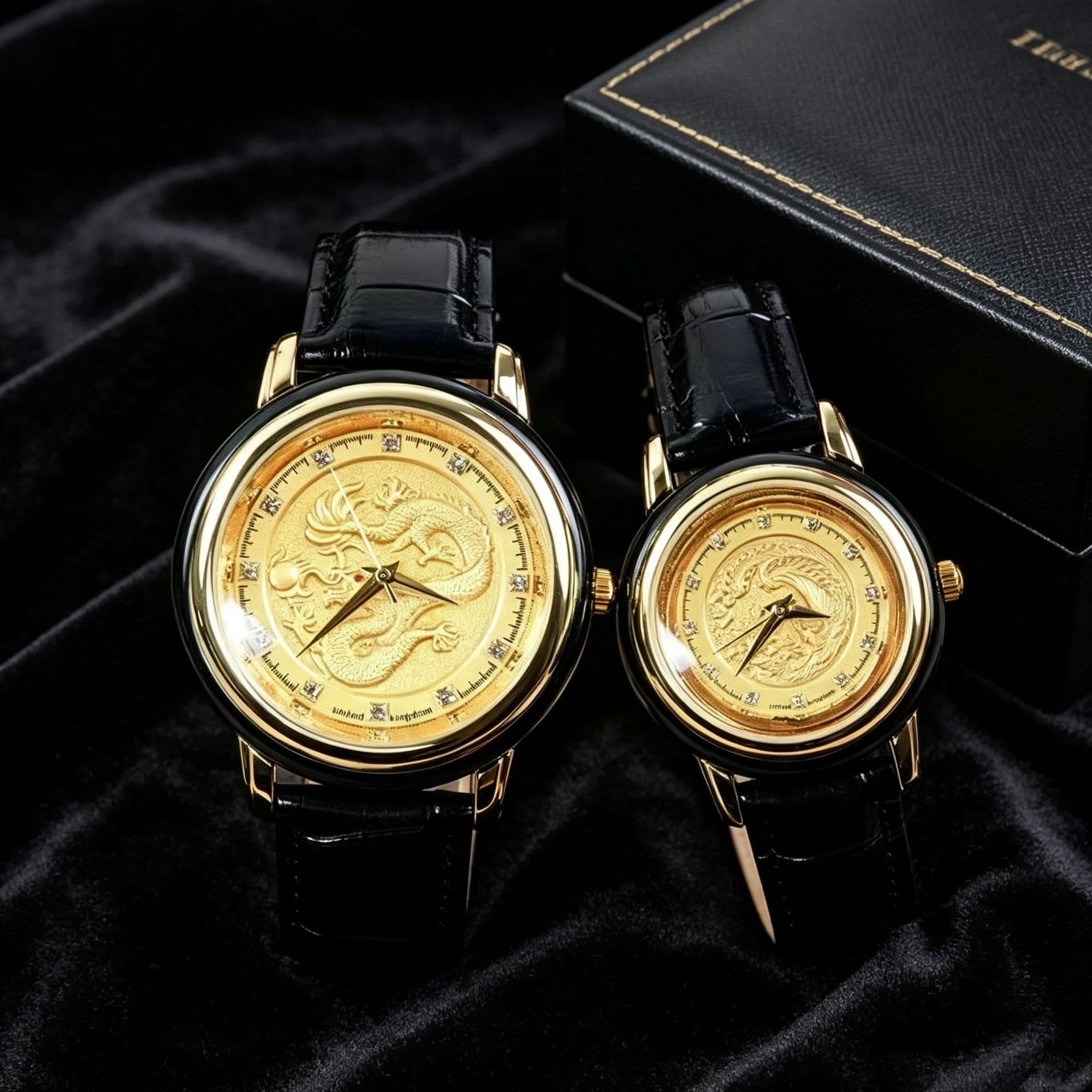 Hetian Black Jade Dragon and Phoenix Couple Watch Men's and Women's Wristwatch Live Sales Gift Support Drop Shipping Wholesale