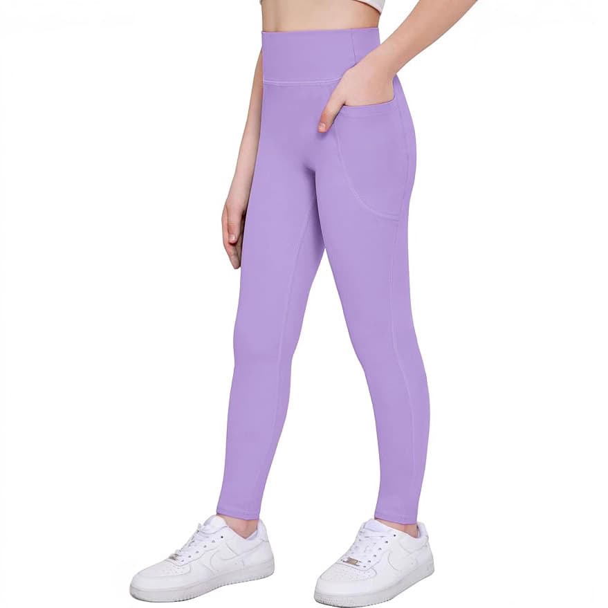 Customizable Girls' Sports Leggings with Pockets for Children and Teens Dance Yoga Exercise Running Pants