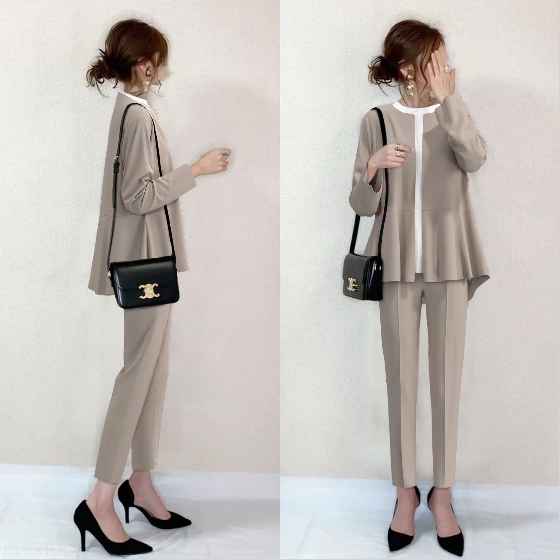In Stock Premium Fabric 2026 Spring/Summer New Women's Set Japanese Round Neck Hem Stitching Top + Long Pants Set