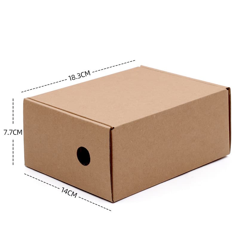 Kraft paper shoe box in stock foldable rectangular gift shoe box perforated solid color suitable for various packaging