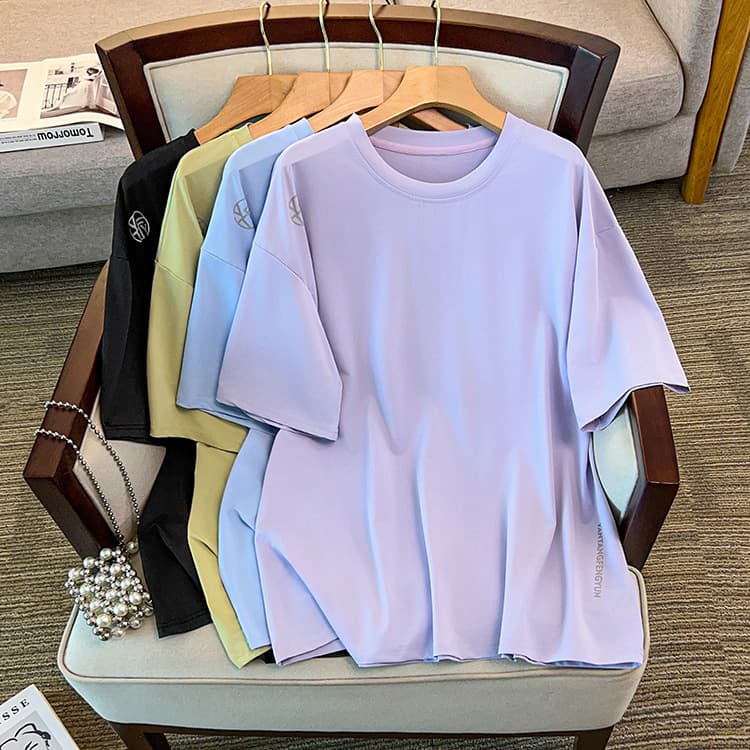 2026 Summer Style Loose-Fitting Slimming Simple Everyday Quick-Drying Short-Sleeved Plus-Size Women's Clothing 150kg Plus-Size Women's Clothing