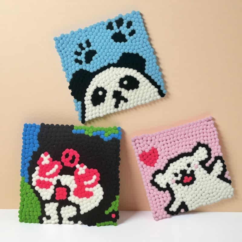 20*20cm children's pom-pom painting DIY handmade material kit kindergarten educational sticker painting factory wholesale