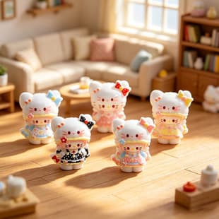 Resin 3D Creative KT Cartoon Cute Particle Moss Landscape Desktop Small Figurine Hello Kitty Doll Ornament