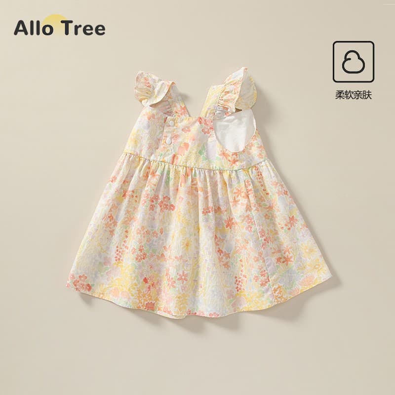 Girls Summer Dress Thin Style 2-Year-Old Toddler Sleeveless Princess Dress A-Class Baby Floral Dress